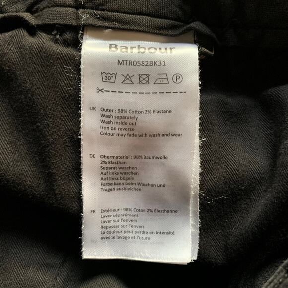 Barbour Neuston Corduroy Pants Stretch Black Trousers Regular Fit Men's 38 x 32 - Picture 6 of 9